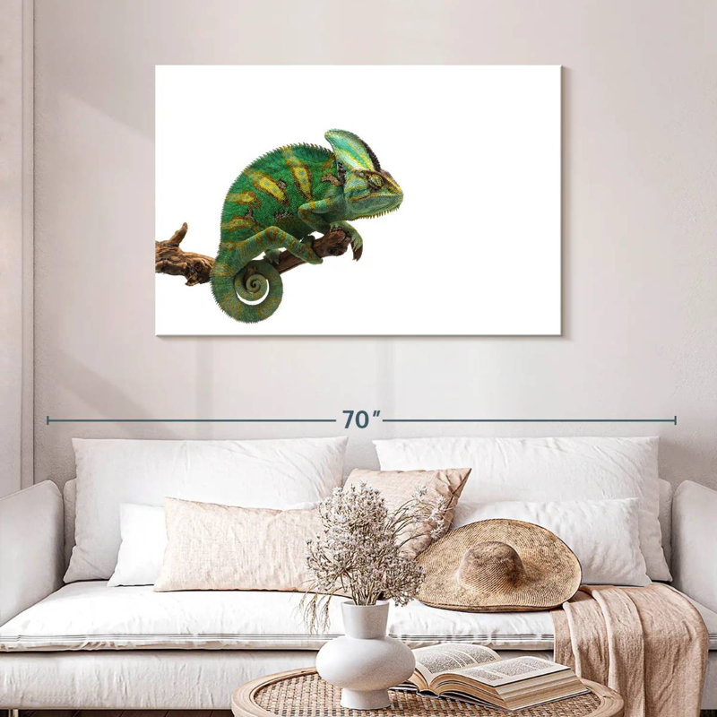 Green Veiled Chameleon, 30" H x 45" W