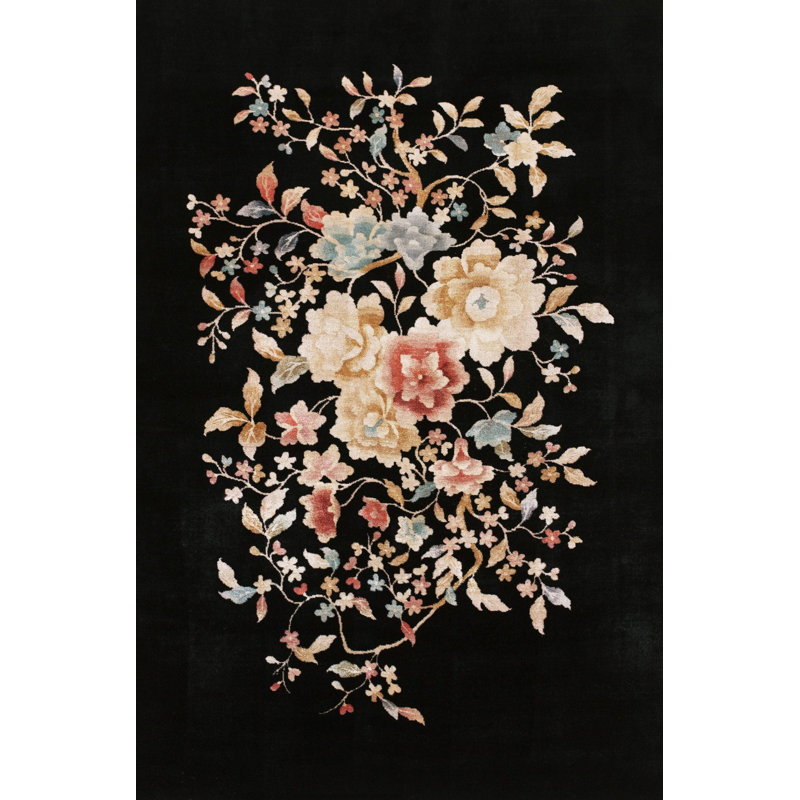 Antique Chinese Floral Knotted Rug