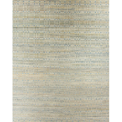 Geometric Hand-Knotted Wool Gray/Blue Area Rug