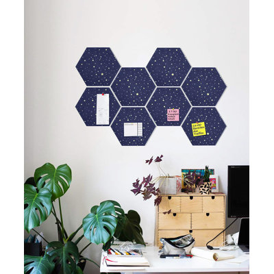 Tableau d'affichage hexagonal en feutre avec 20 punaises, paquet de 8 panneaux d'affichage pour la cuisine de bureau à domicile, carreaux muraux en feutre pour photos