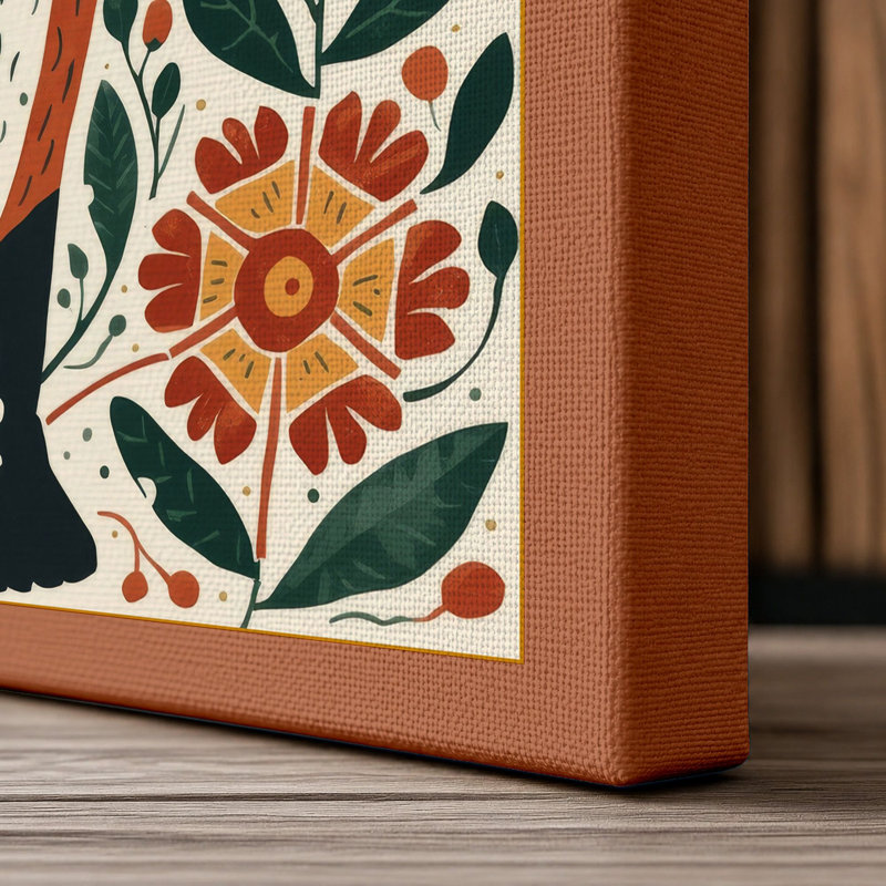 Fox and Botanica Botanical - Wrapped Canvas, 18x12 - 45.7 x 30.5 cm, Terracotta Border