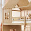 Lit superposé double en bois massif avec tablettes, garde-robe et glissade-355027559-364566859