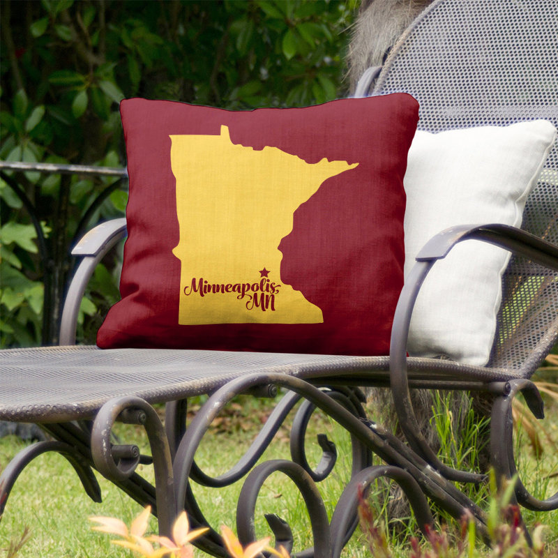 Coussin décoratif d'intérieur/d'extérieur, Minneapolis, 16 po x 1 po, Écarlate / doré