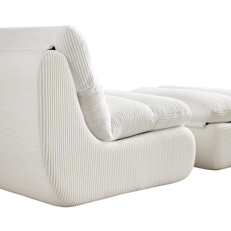 Méridienne moderne en velours côtelé, Beige