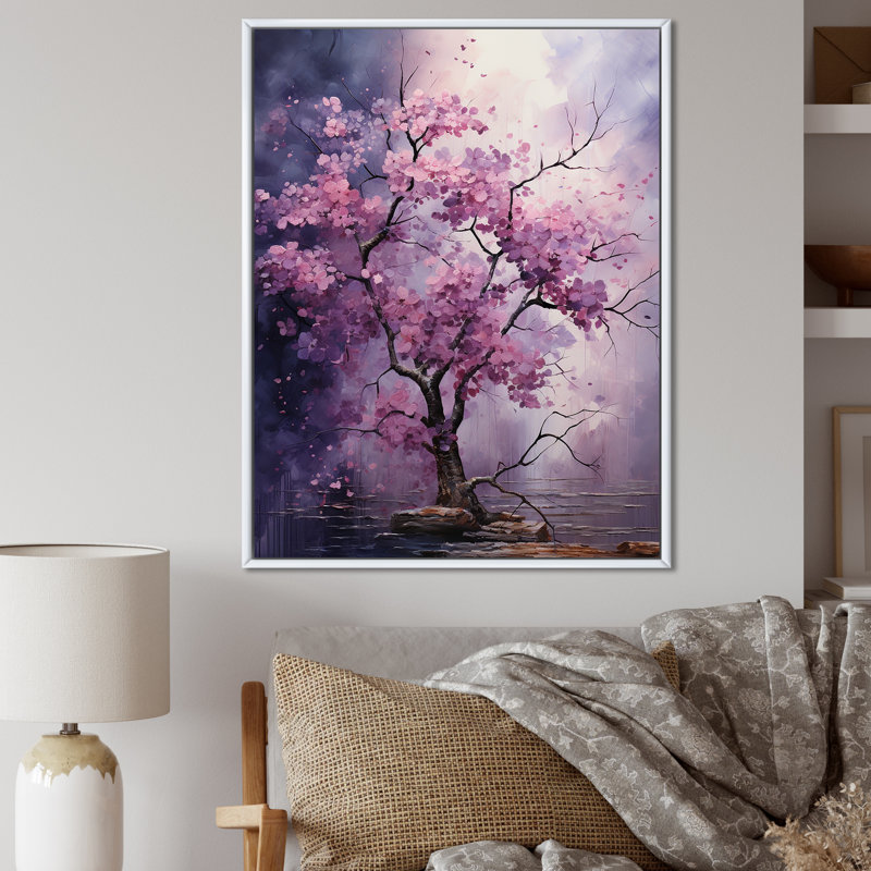 «Fantasy Canopy Amethyst Hues I», reproduction d'art sur toile, Cadre flottant blanc, H 44 po x l 34 po x P 1,5 po