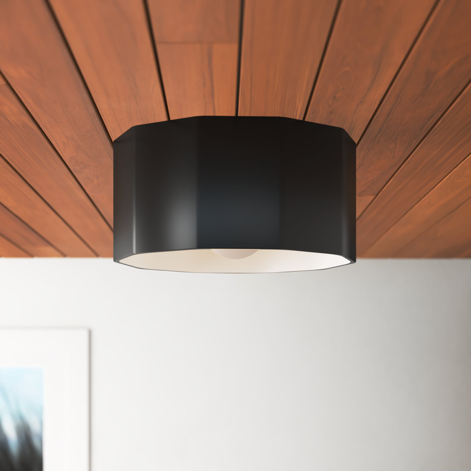 Logan Ceramic Novelty Outdoor Flush Mount, Carbon Matte Black
