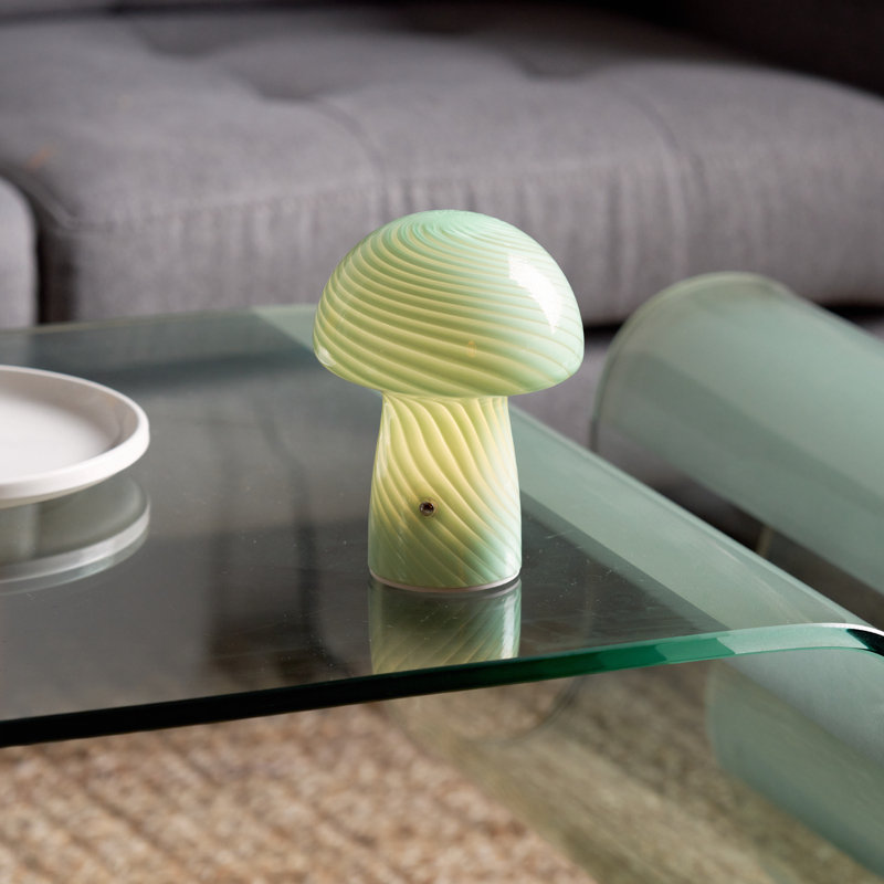 Mini lampe champignon en verre sans fil , Vert, Vert