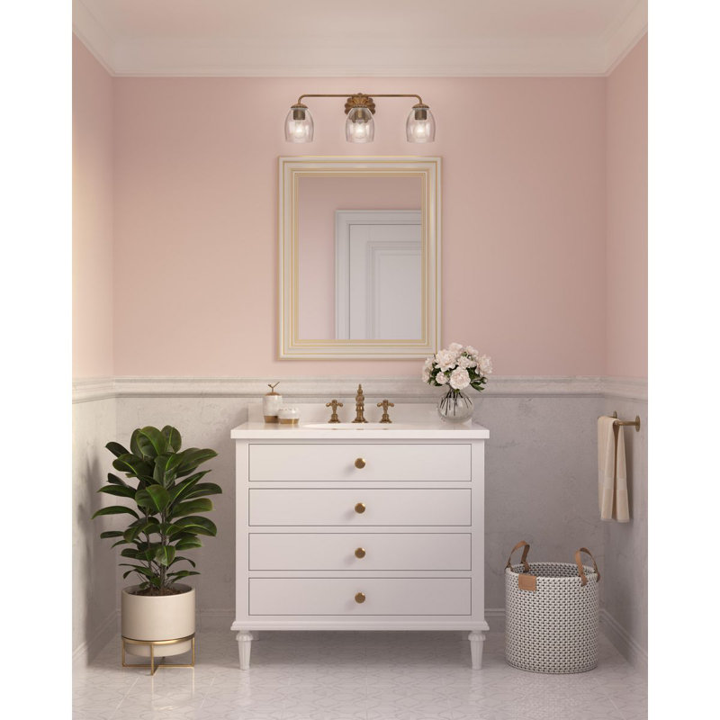 Quillan Gold Ombre 3-Light Vanity with Elliptical Glass Shades