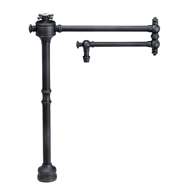 Traditional Counter Mounted Potfiller - Cross Handle, Matte Black