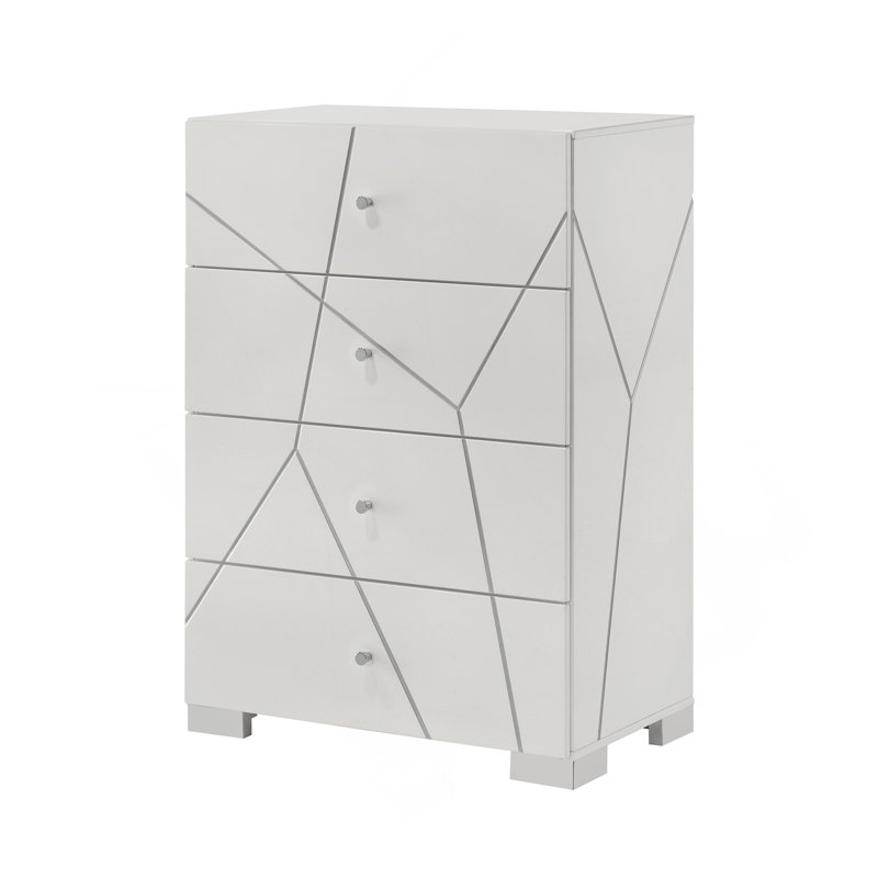 Commode en bois à 1 tiroir à accents géométriques contemporains audacieux 1Pc