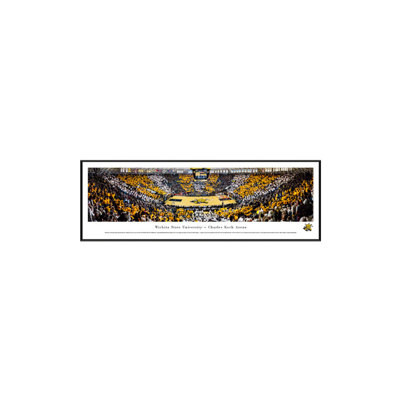 Impression panoramique de Wichita State Basketball, H 13,75 po x l 40,25 po x P 0,38 po, Cadre noir