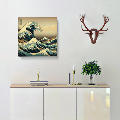 Japanese Wave Vintage Art - Wrapped Canvas