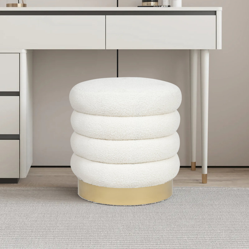 Mithusa Upholstered Ottoman, White 100% Polyester