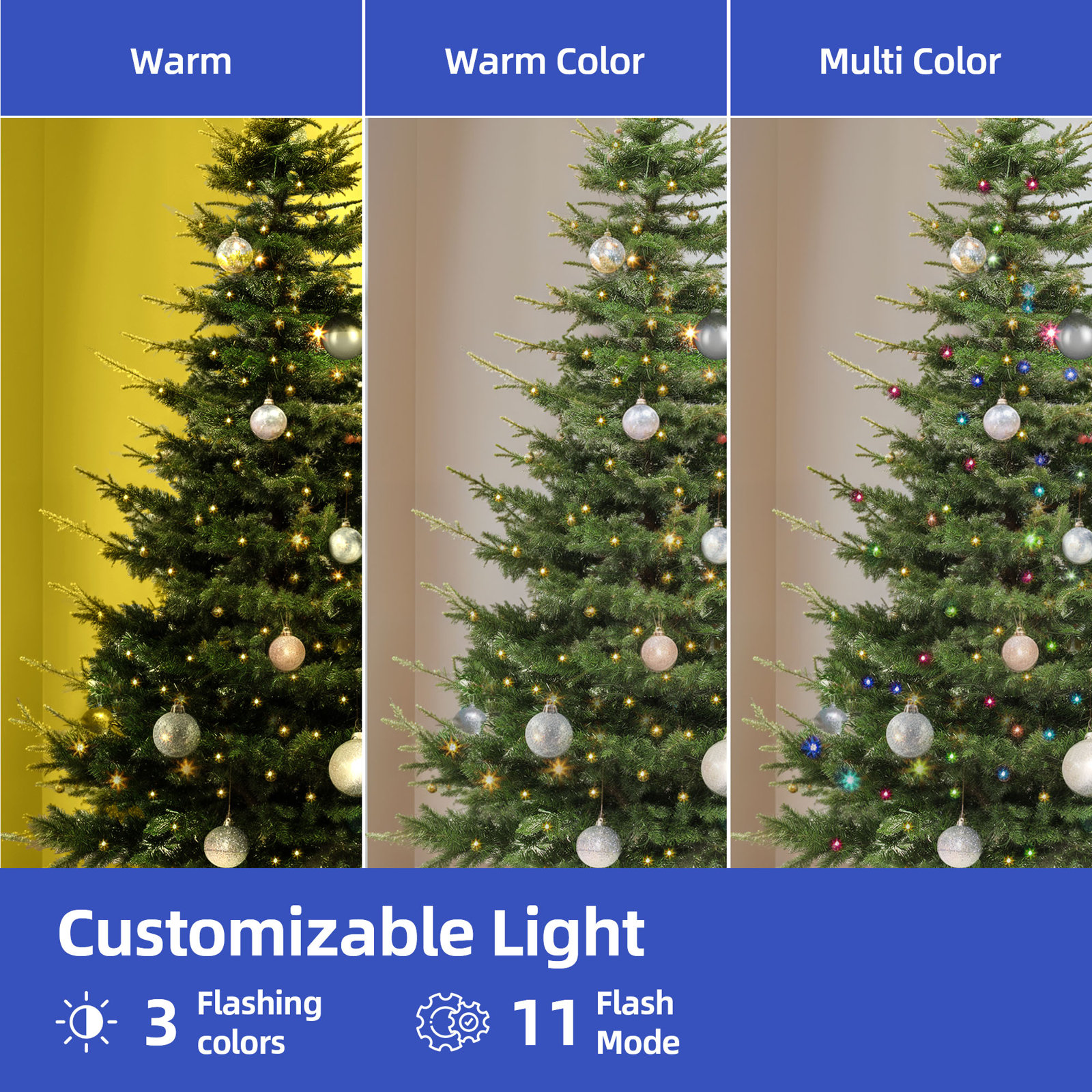 6.5ft / 7.5ft Artificial Fir Christmas Tree with Pre-Installed Lights and Crystal Snow Decoration, 6.5'
