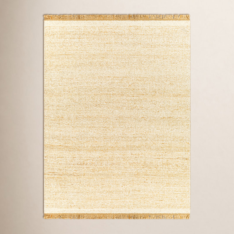 Tapis beige clair en laine de couleur unie Cierra, Rectangle 10 pi x 14 pi