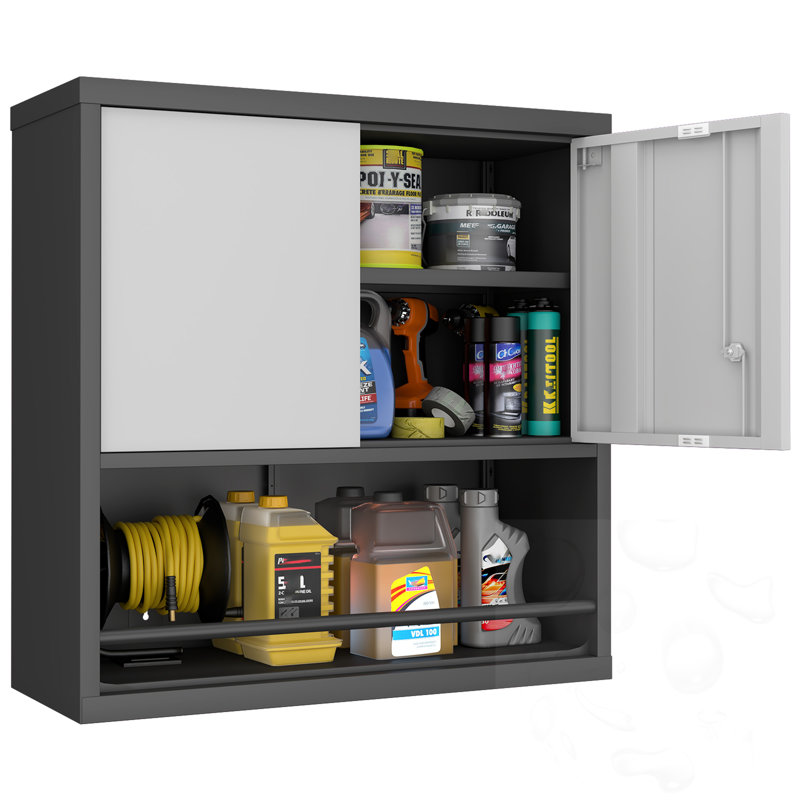 Armoire murale 2 portes avec tablettes réglables, Noir / blanc