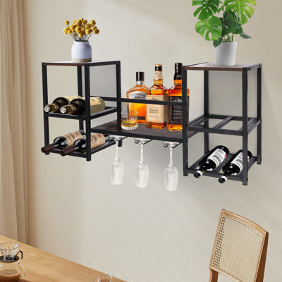 Ellian Wine Bottle & Glass Rack Black by 17 Stories