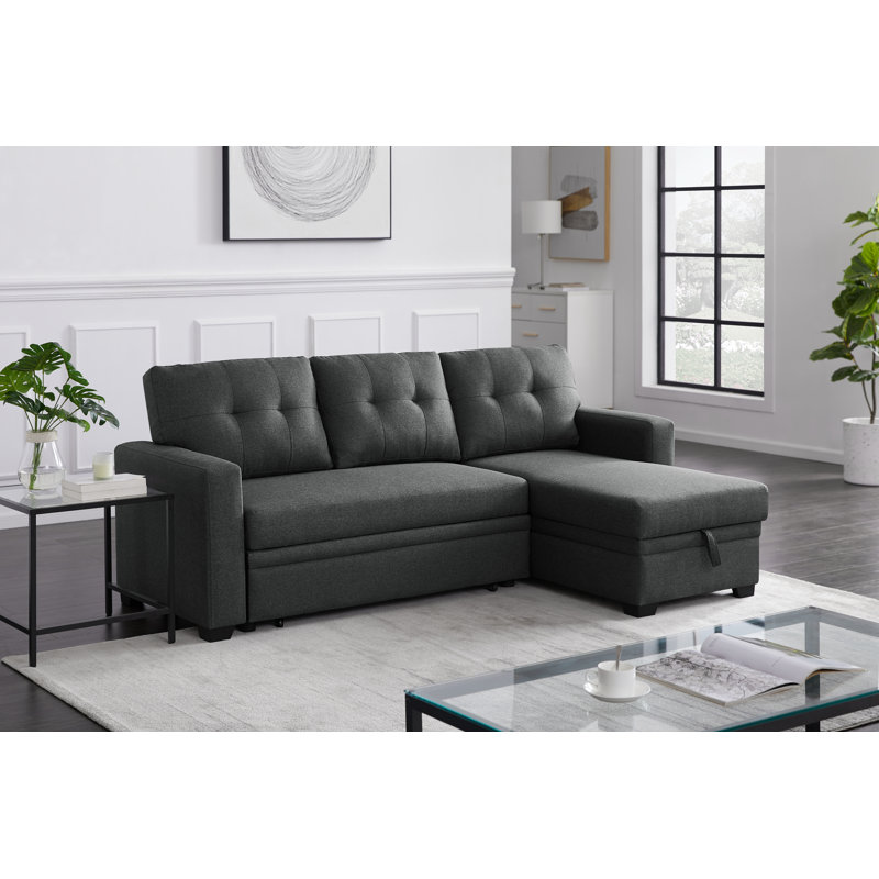 Warrendale Wide Reversible Sleeper Sofa & Chaise, Dark Gray Linen