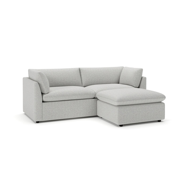 Kallie Upholstered Sofa With Ottoman, Turbo Ash Basketweave