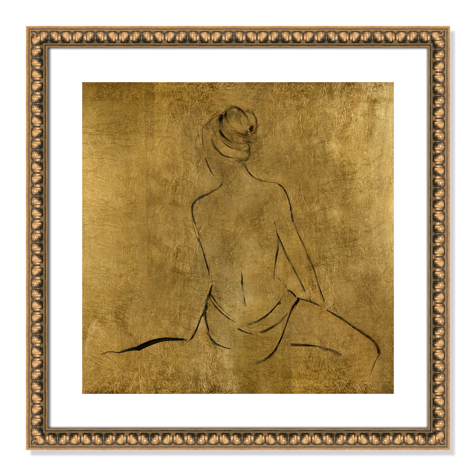 Golden Bather II by Sally Swatland - Painting Print, Gold Bead Framed Paper, 24.75" H x 24.75" W x 1.13" D