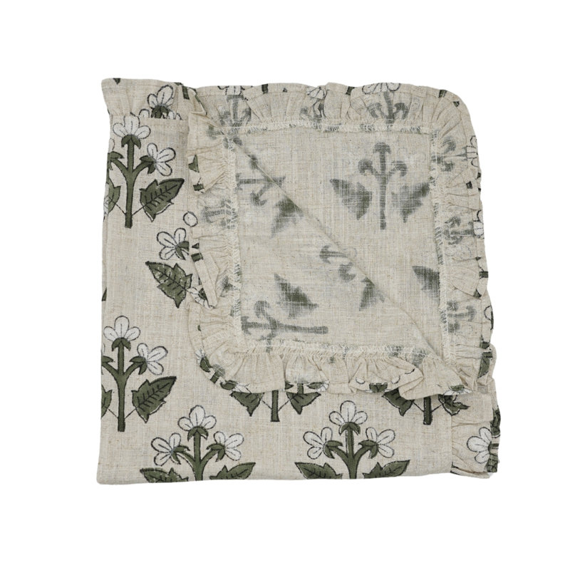 Fabdivine Artistic Hand Print set of 6 Elegant Frill Napkin Decorative for Home,Dining Table, Chahat