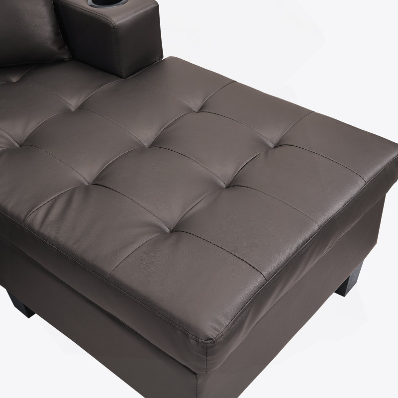 Ensemble de canapé modulaire pour salon avec méridienne en forme de L, porte-gobelet