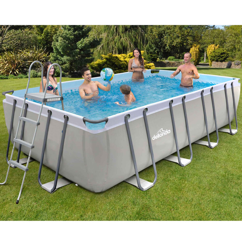 Plastic Rectangle Frame Set Pool 122cm H x 305cm W x 549cm L , with Pump Included