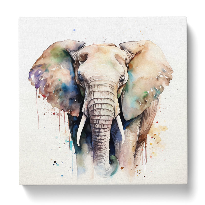 Elephant Watercolour - Wrapped Canvas