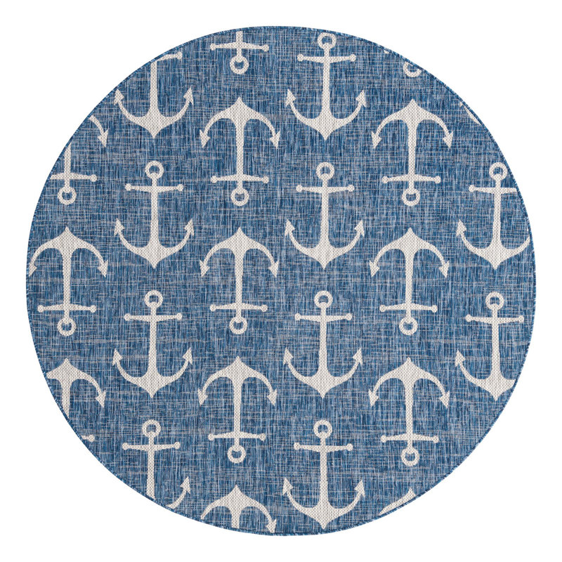 Glidden Geometric Polypropylene Plastic Rug, Round 7'10"