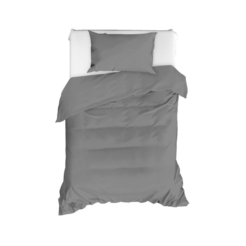 Ensemble de housse de couette 100% coton, Gris foncé, Housse de couette 63 "x 87" + 1 taie d'oreiller st