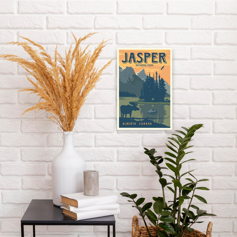 Jasper Moose Lake Sunset Abstract Contemporary Bird Animal Landscape Wall Art Print 1 Piece Wrapped Canvas Wall Art