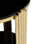 Table de bout moderne 16,9 pouces, table de salon en verre trempé noir à double couche et cadre en acier inoxydable doré, table ronde, assemblage facile.