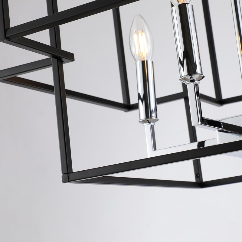 Luminaire suspendu cage 8 lumières pour escalier, Nickel, H 28 po x l 22 po x P 22 po