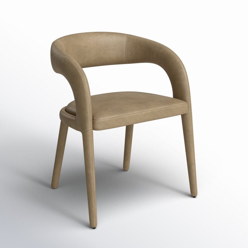 Tan Faux Leather Upholstered Arm Chair with Metal Legs