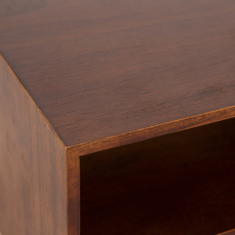 Adeana Poplar Floating Shelf with Drawer, Dark Walnut