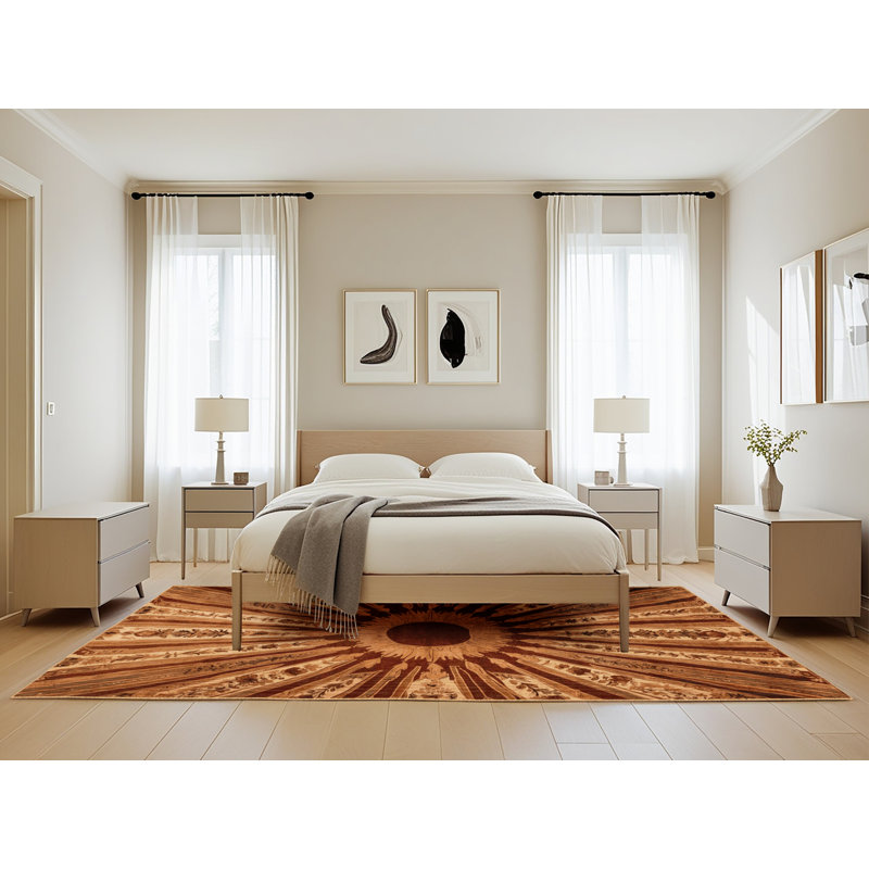 Machine Washable Persian Brown Area Rug, Rectangle 5' x 8'