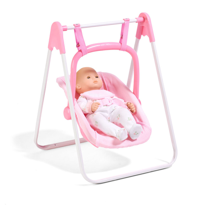 Doll Swing and Carrier in Pink Gingham