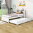 Wood Platform Bed with Trundle and Bookcase-2140958875-2140958822