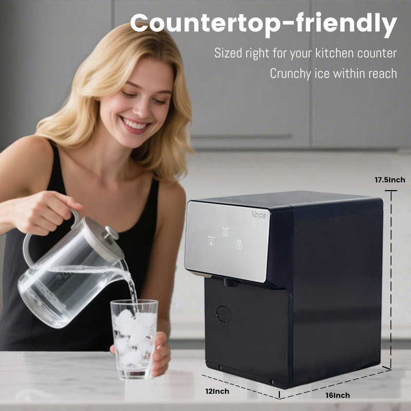 Countertop Nugget Ice Maker with Chewable Soft Ice, 35lbs/24Hrs High Capacity, Self-Cleaning & Automatic Dispensing, Quiet 45dB Operation for Home/Office/Bar (BPA-Free, LED Touch Panel)