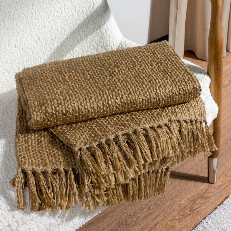 Burkholder Hand Woven Throw Blanket, Olive