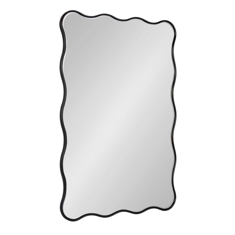 Scalloped Rectangle Bathroom Mirror, Black, 36" x 24"