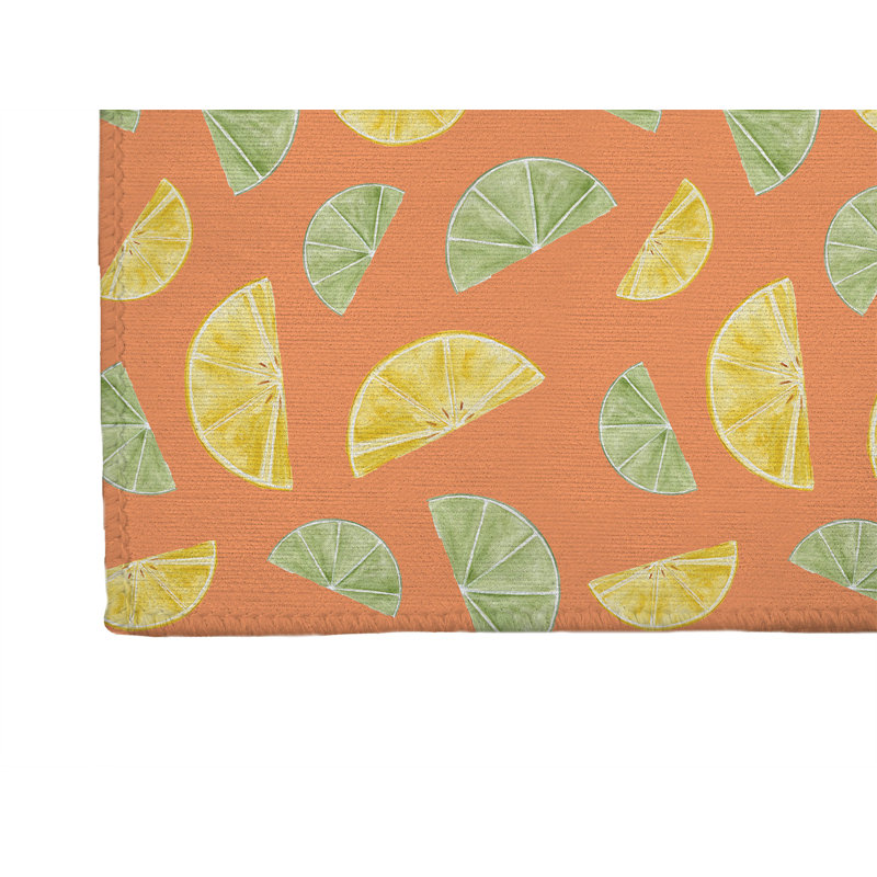 Tapis de cuisine antidérapant Summer Limes & Lemons, Rectangle 4pi x 6 pi, Orange