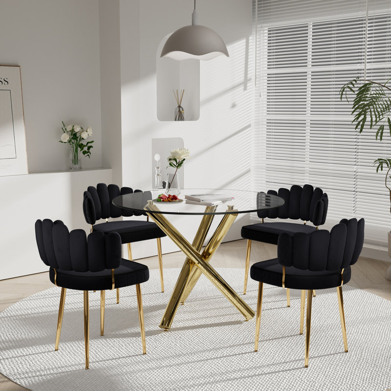 Ensemble de salle à manger 5 pièces, H 29,5 po x L 39,37 po x l 39,37 po, Noir