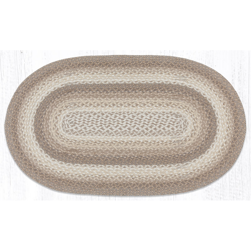  Tapis ovale en jute naturelle - fibre naturelle, Ovale 2 pi 3 po x 3 pi 9 po, Naturel