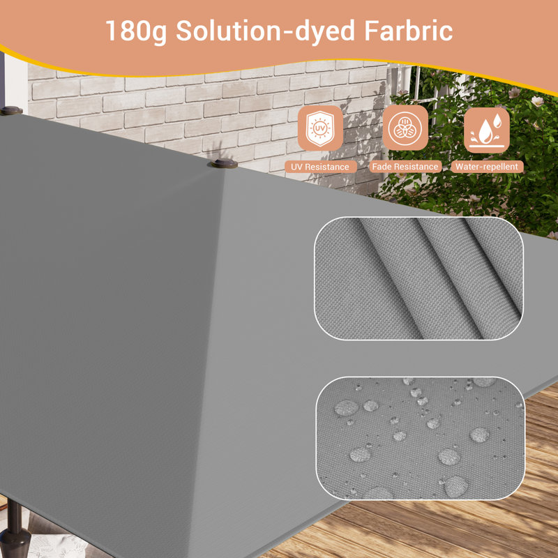 11x7Ft Double-Sided Patio Umbrella with Large Canopy, Gray