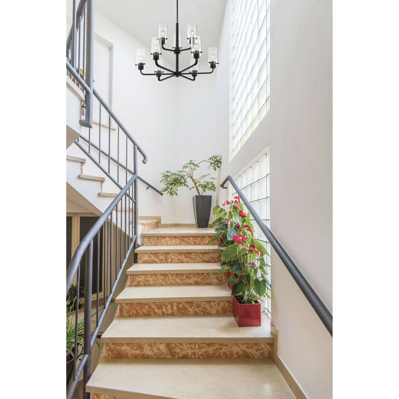 Barines 9 - Light Dimmable Tiered Chandelier, Matte Black