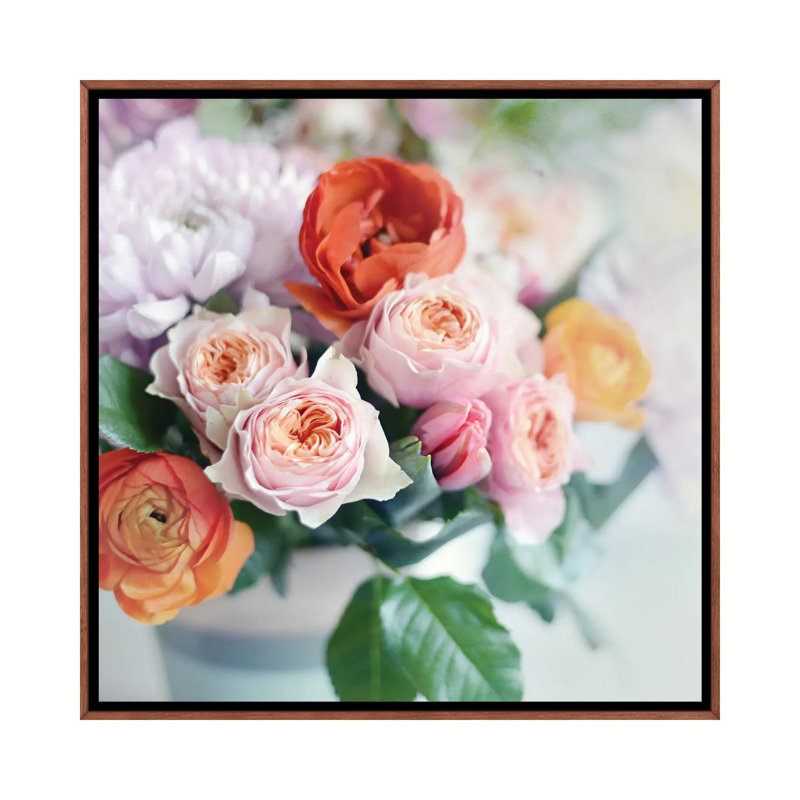 Fresh Bouquet by Sarah Gardner - Print on Canvas, 66.04 cm H x 66.04 cm W, Brown Floater Frame
