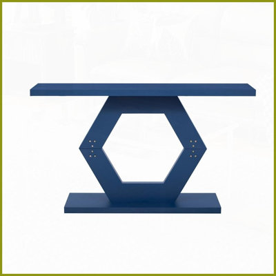 Table basse moderne en placage de sapin moderne pour vestibule & amp; Salon, pieds hexagonaux creux et stables, facile à assembler