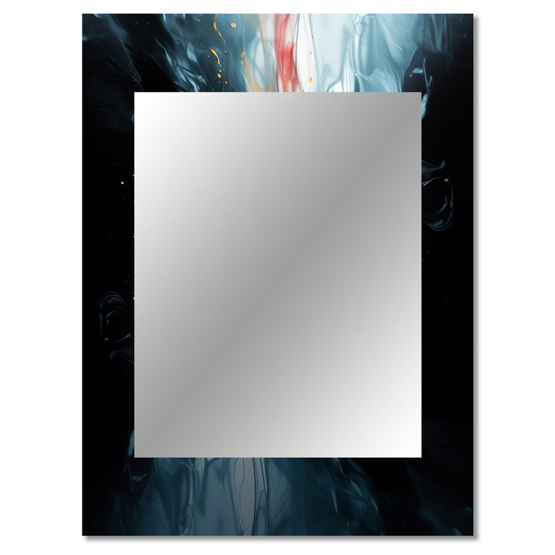 Jaune et bleu réimaginé réalités - miroir mural géométrique unique, miroir jaune, art imprimé en métal, 40 po x 30 po