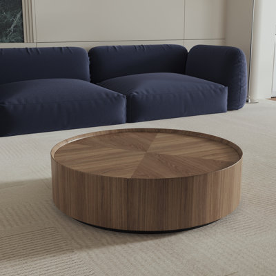 Round Coffee Table With 2 Storage Drawers And Heavy Duty Base by Loon Peak